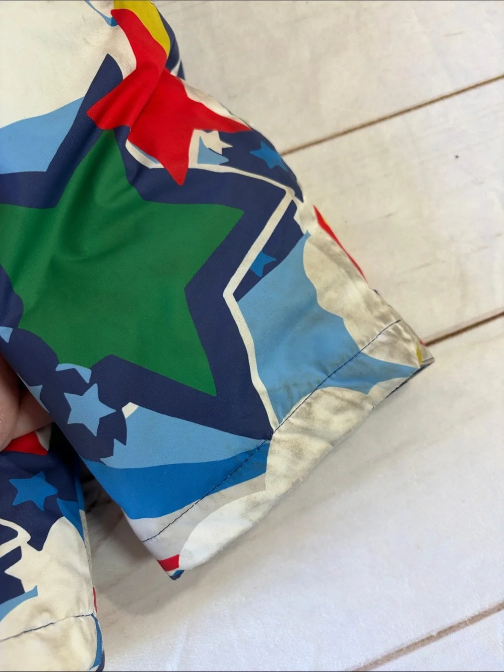 Boden Blue Bright Rainbow Stars Hooded Ski Jacket